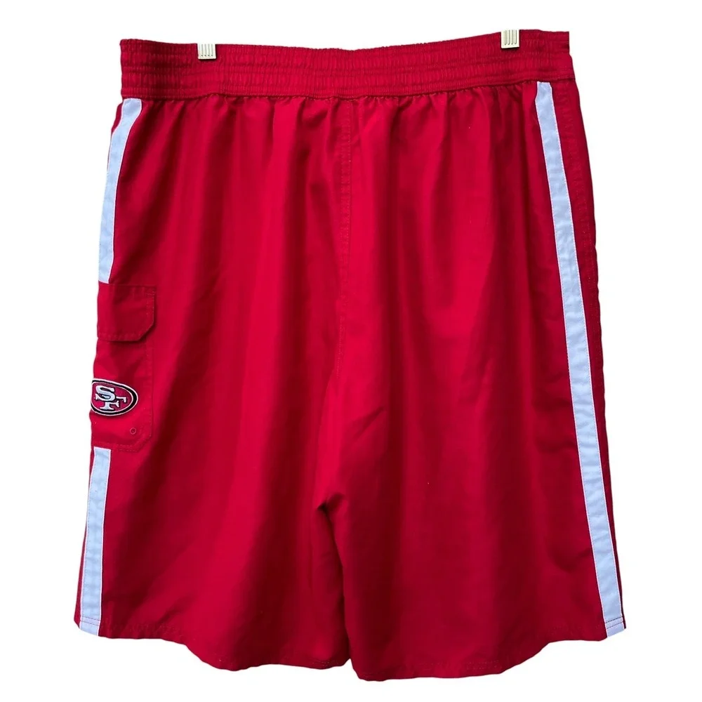 NFL Team Apparel San Francisco 49ers Board Shorts Mens XXL Red White Stripd Logo